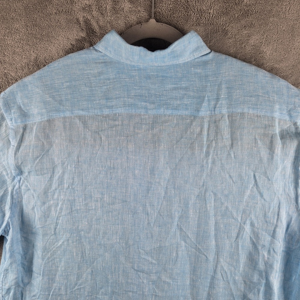 Tiki Napoli 100% Linen Blue Shirt Mens XL Long Sleeve Made in Italy Casual - Picture 8 of 13